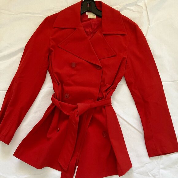 Elegant red jacket with belt - Picture 1 of 2
